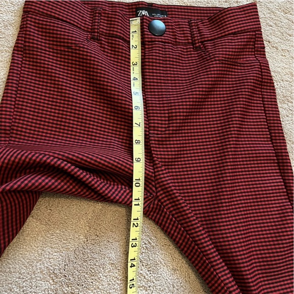 4/$25 Zara Women Red Skinny Pant Glen Plaid Check Large Stretch Casual Retro Y2K - Picture 9 of 15